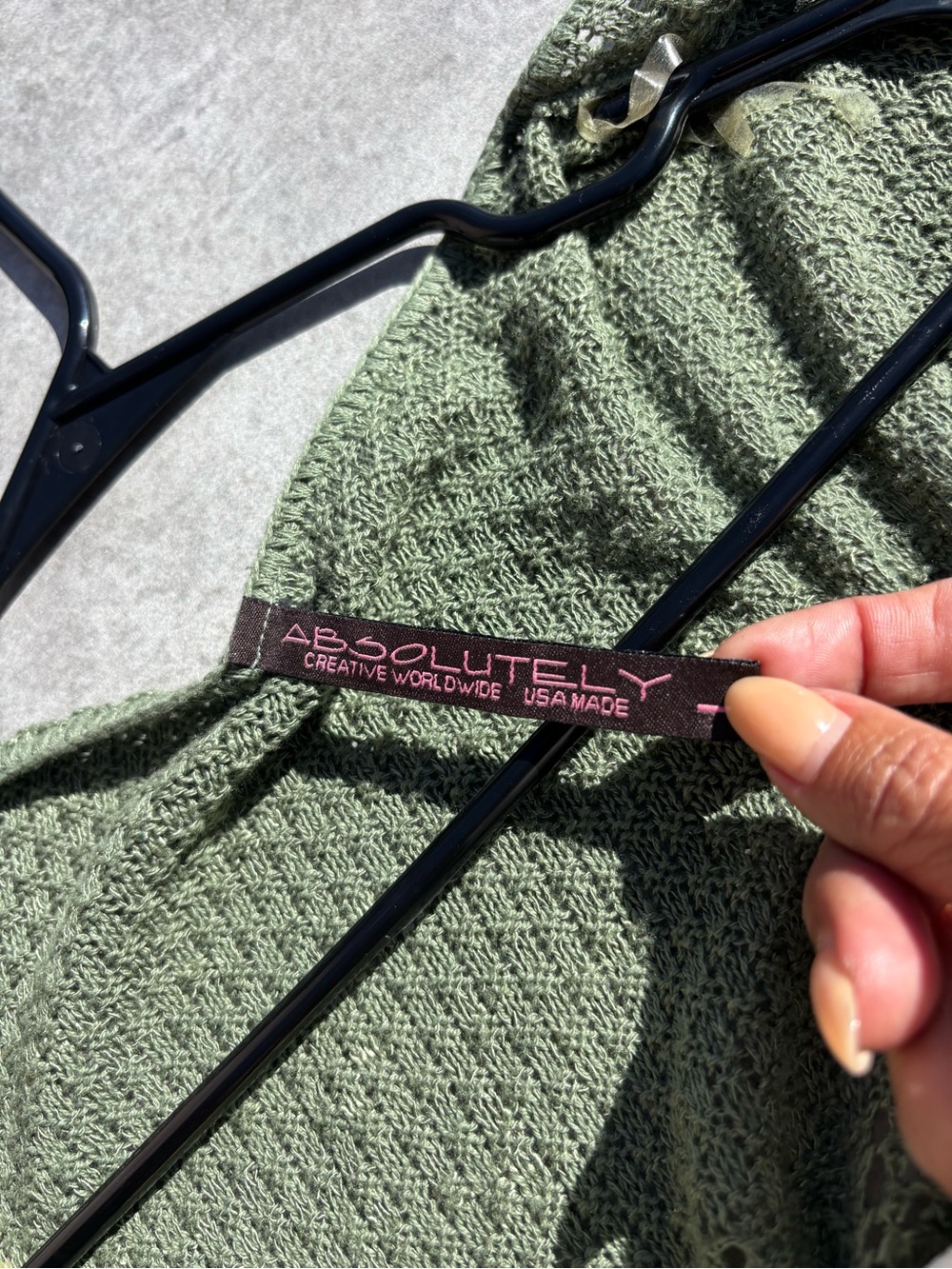 Absolutely Olive Green Knit Top with Pink Label Made In USA OS